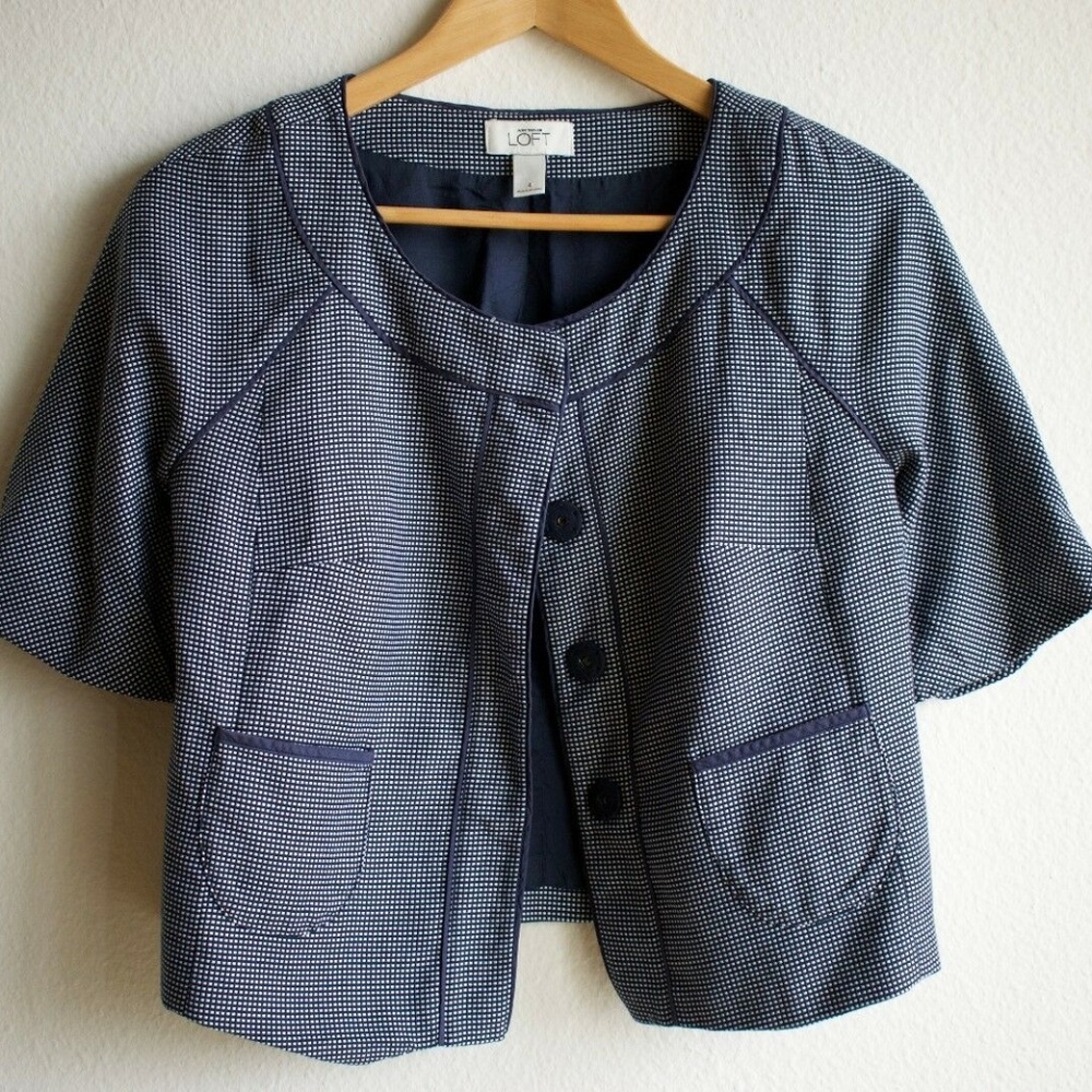 Ann Taylor LOFT Plaid Blazer Cape Petite Size 4